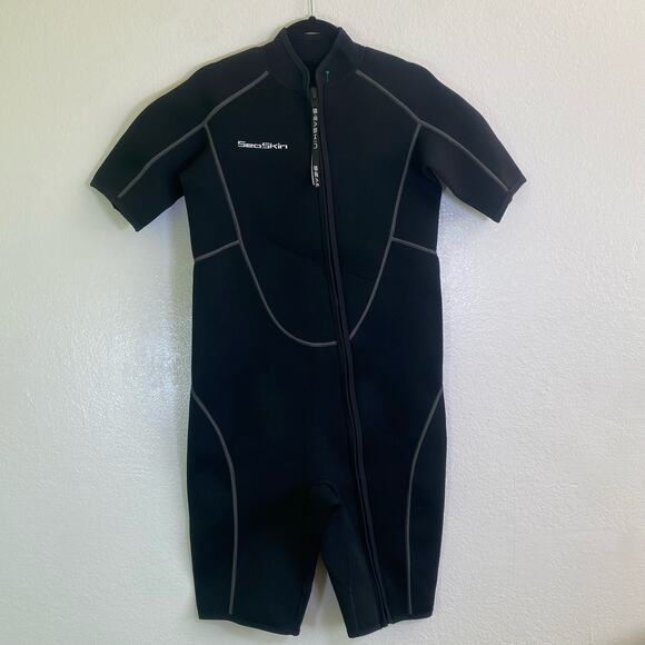 Seaskin 3mm Shorty Wetsuit Full Body Diving Suit Front Zip Mens Size L - Picture 1 of 10